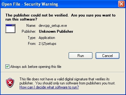 Starting from the devcpp_setup.exe file
